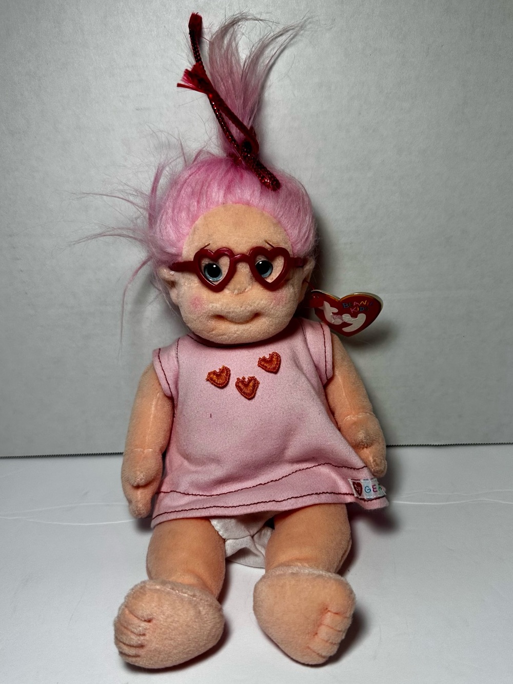 Ty Beanie Kids Luvie Pink-Haired Plush Doll with Heart Glasses